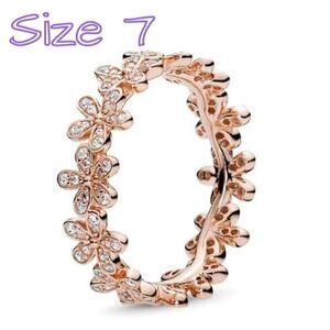 Rose Gold Daisy Flower Crown Ring Size 7